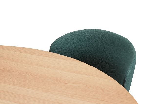 Nomad Light Tone 59" Round Table & 4 Dark Green Chairs W/light Tone Leg