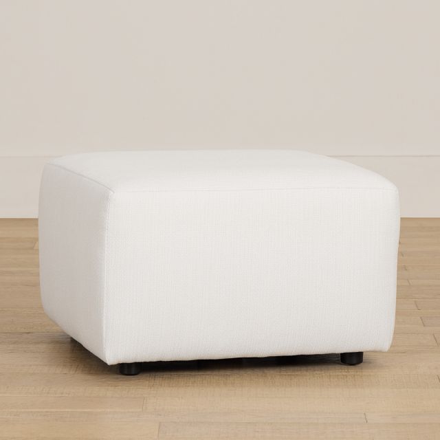 Rhodes White Fabric Ottoman