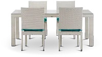 Bahia Dark Teal 72" Rectangular Table & 4 Upholstered Chairs