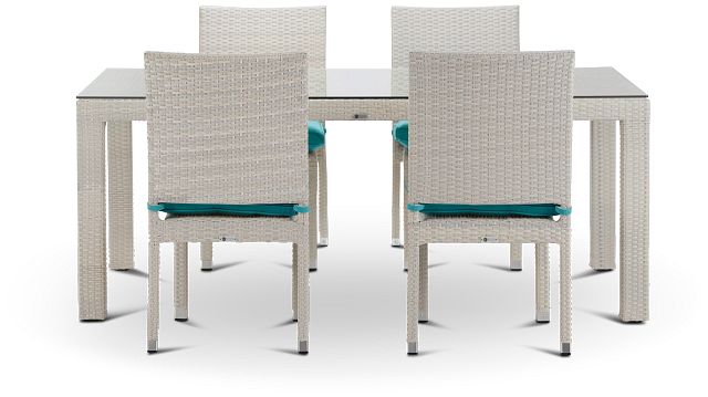 Bahia Dark Teal 72" Rectangular Table & 4 Upholstered Chairs