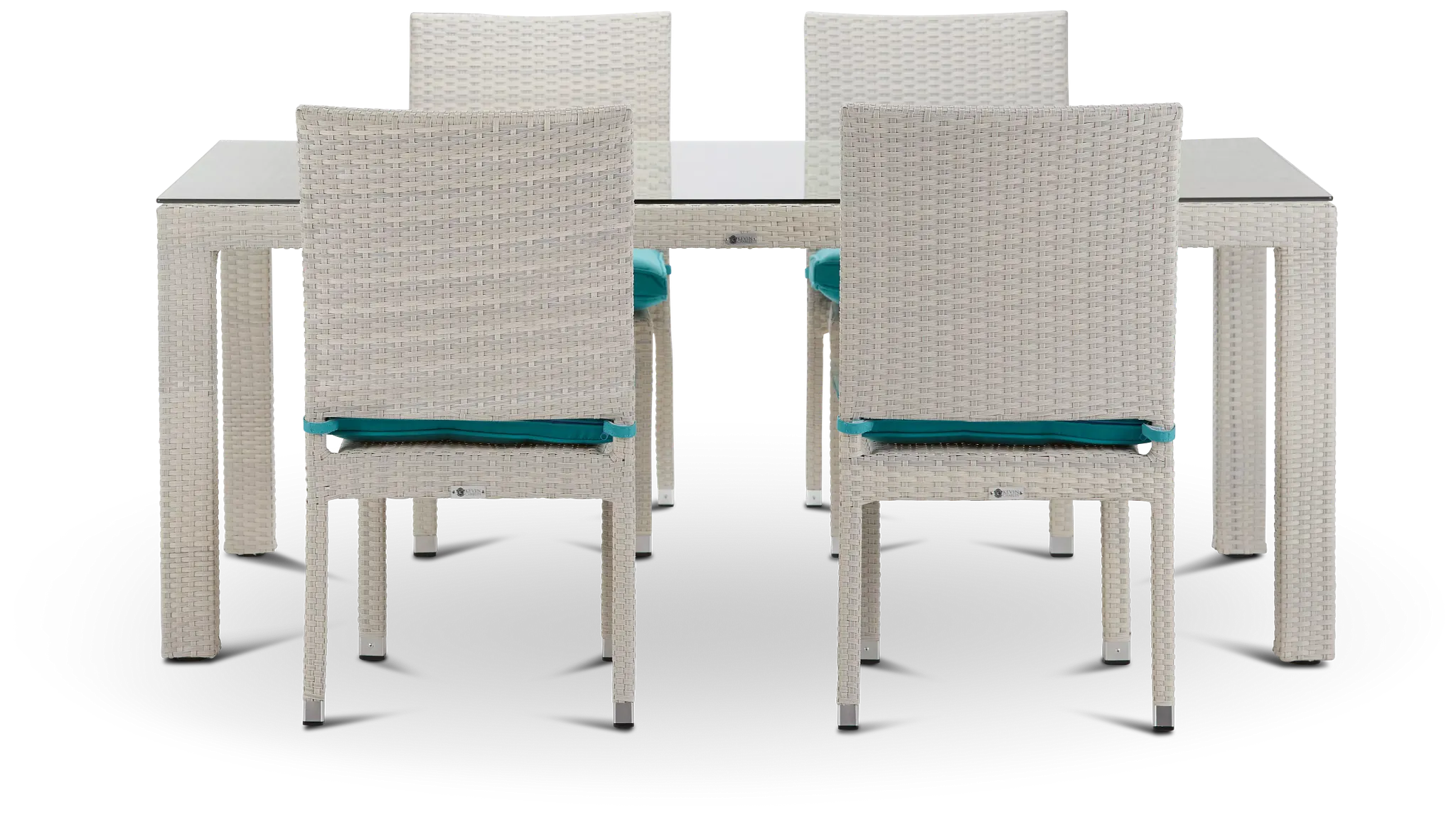 Bahia Dark Teal 72" Rectangular Table & 4 Upholstered Chairs