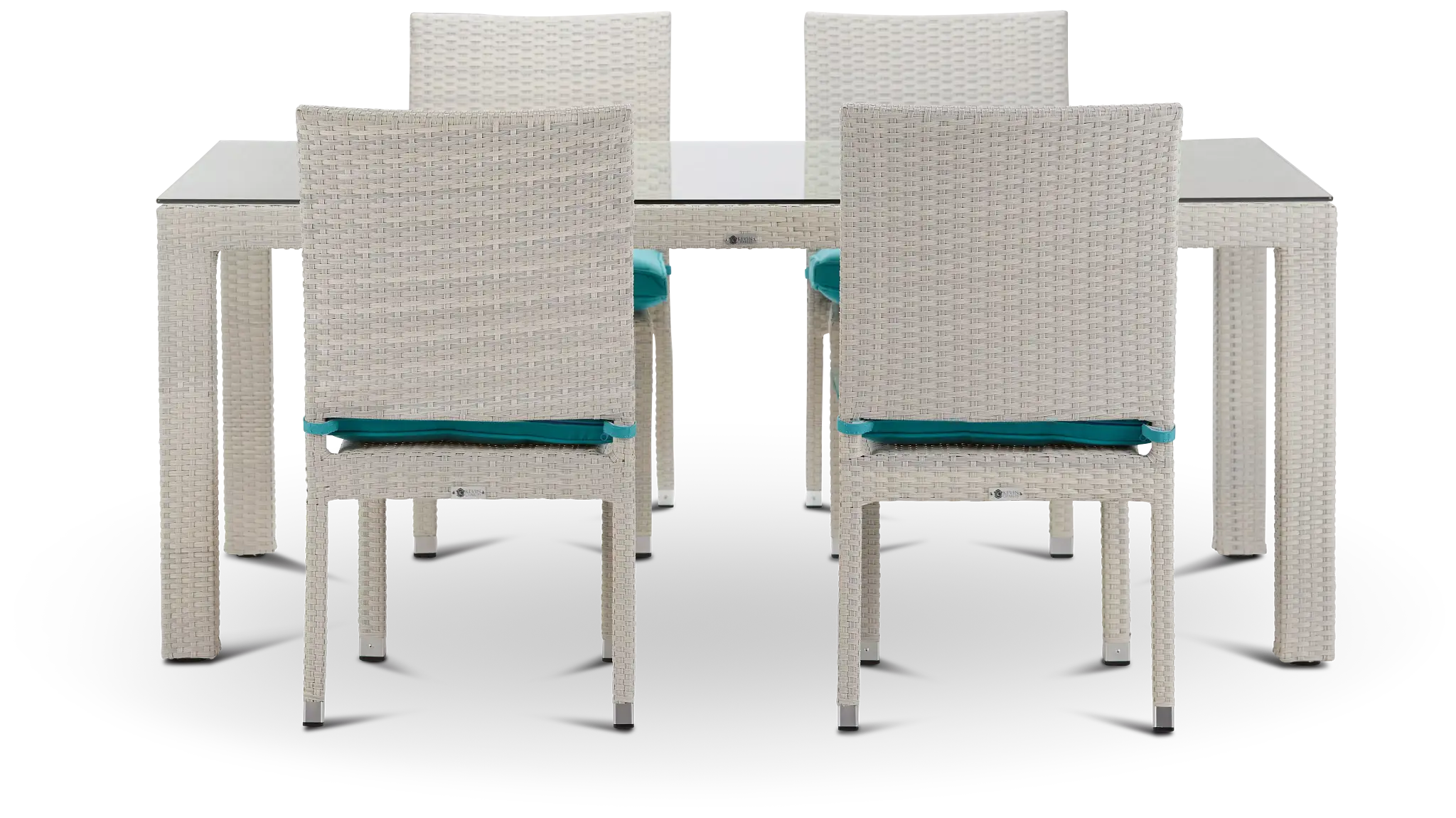 Bahia Dark Teal 72" Rectangular Table & 4 Upholstered Chairs Bahia Dark Teal 72" Rectangular Table & 4 Upholstered Chairs