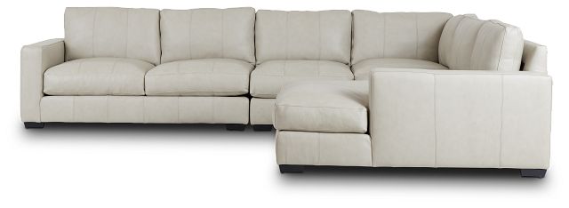 Dawkins Taupe Leather Large Right Chaise Sectional