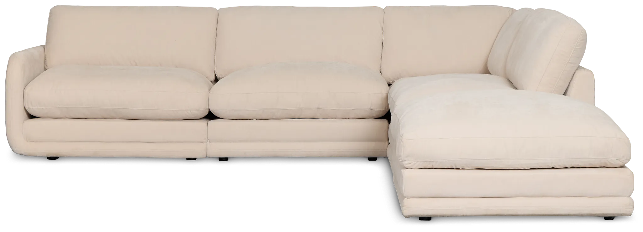 Jules Ivory Velvet 5-piece Right Facing Bumper Sectional