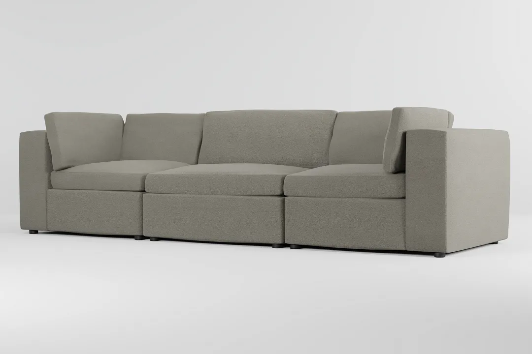 Destin Elite Gray Fabric 3-piece Modular Sofa
