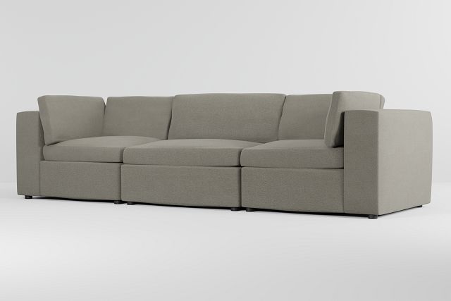 Destin Elite Gray Fabric 3 Piece Modular Sofa