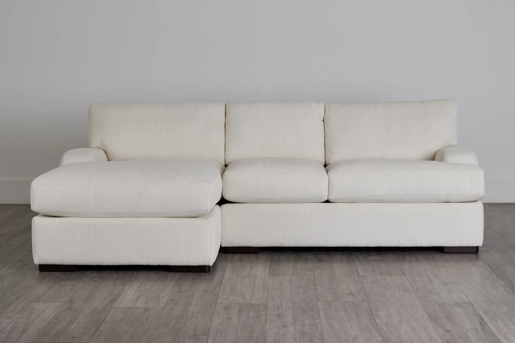 Alpha White Fabric Left Chaise Sectional