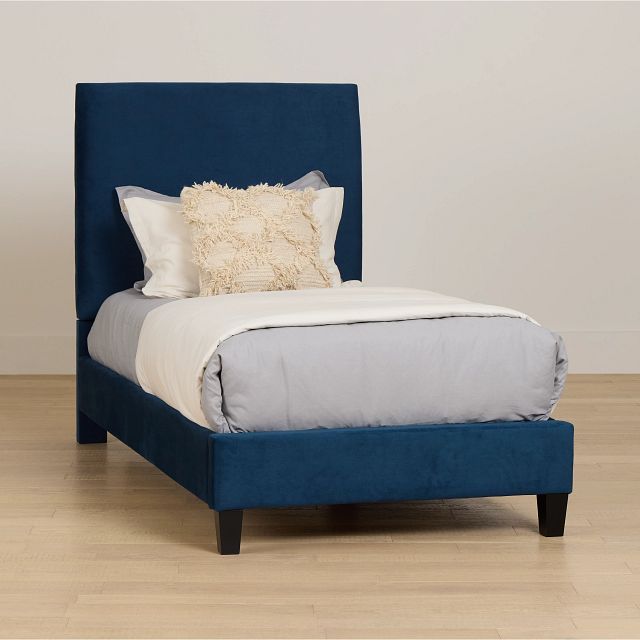 Lucy Dark Blue Uph Platform Bed