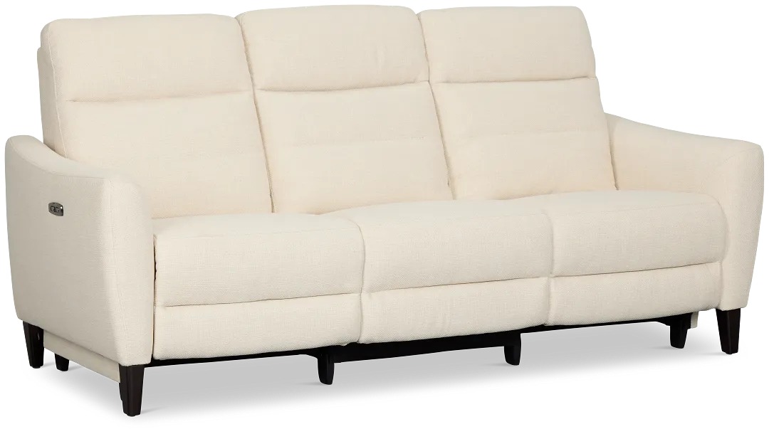 Keaton White Fabric Power Reclining Sofa W/ Power Headrest