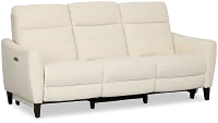 Keaton White Fabric Power Reclining Sofa W/ Power Headrest
