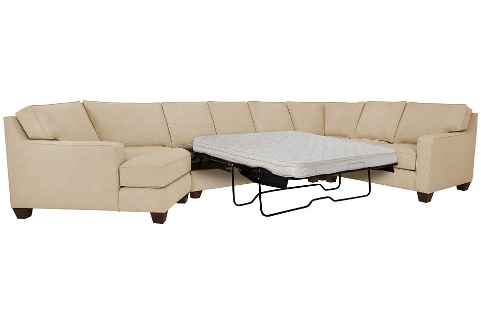 York Beige Fabric Small Left Cuddler Innerspring Sleeper Sectional