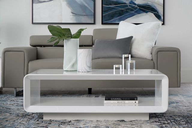 Zayden White Rectangular Coffee Table