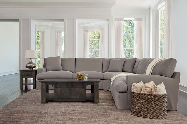 Delilah Gray Fabric Large Two-arm Sectional
