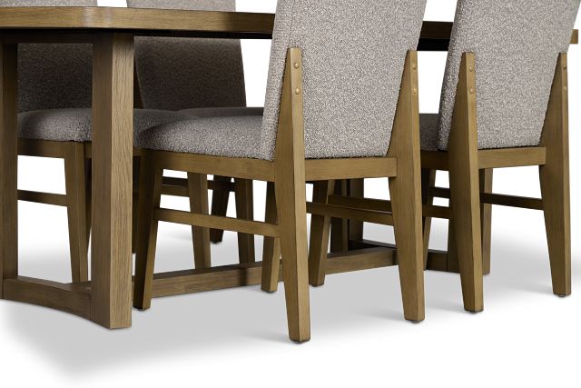 Modesto Light Tone Rectangular Table & 4 Upholstered Chairs