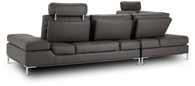 Camden Dark Gray Micro Left Chaise Sectional With Removable Headrest