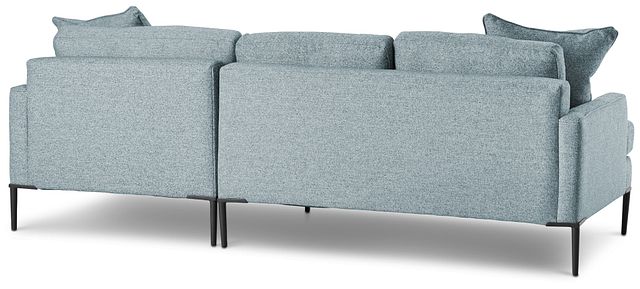 Morgan Teal Fabric Small Right Chaise Sectional W/ Metal Legs