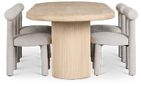 Clayton Light Tone Oval Table & 4 Upholstered Chairs