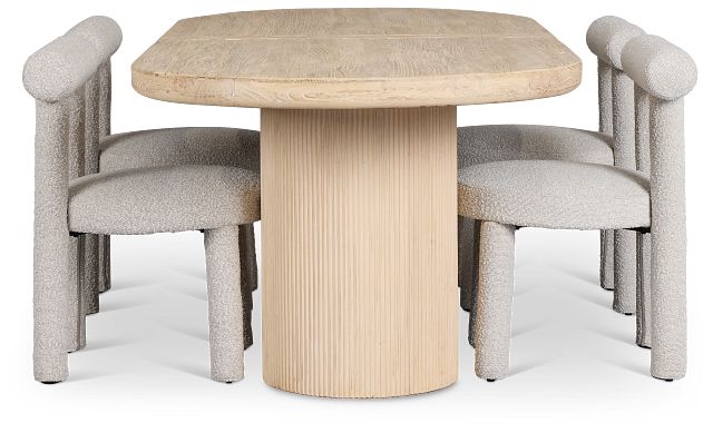 Clayton Light Tone Oval Table & 4 Upholstered Chairs