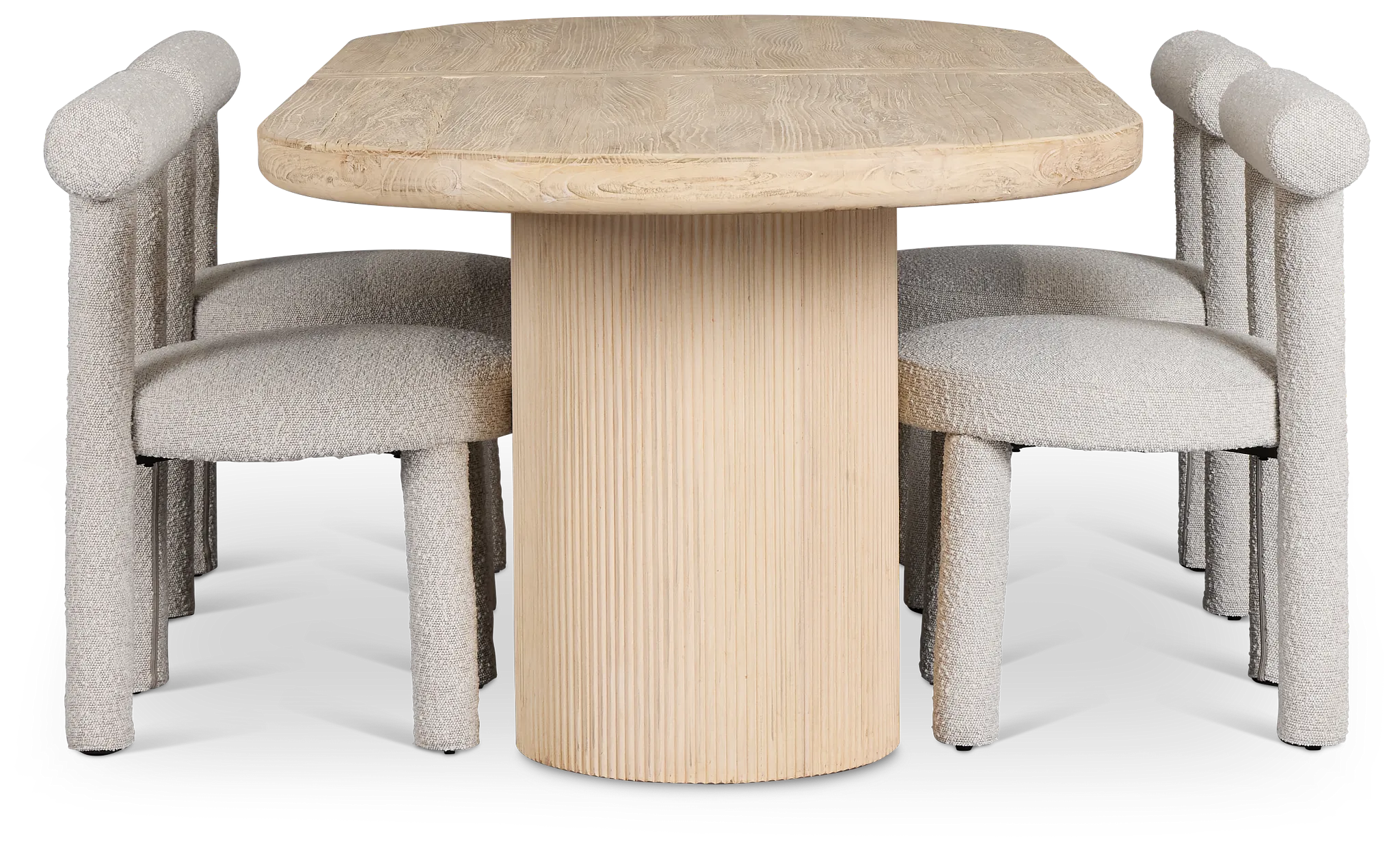 Clayton Light Tone Oval Table & 4 Upholstered Chairs