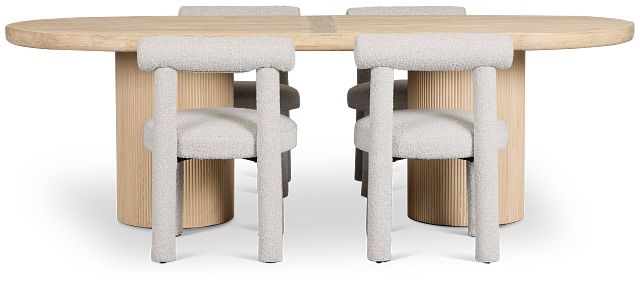 Clayton Light Tone Oval Table & 4 Upholstered Chairs