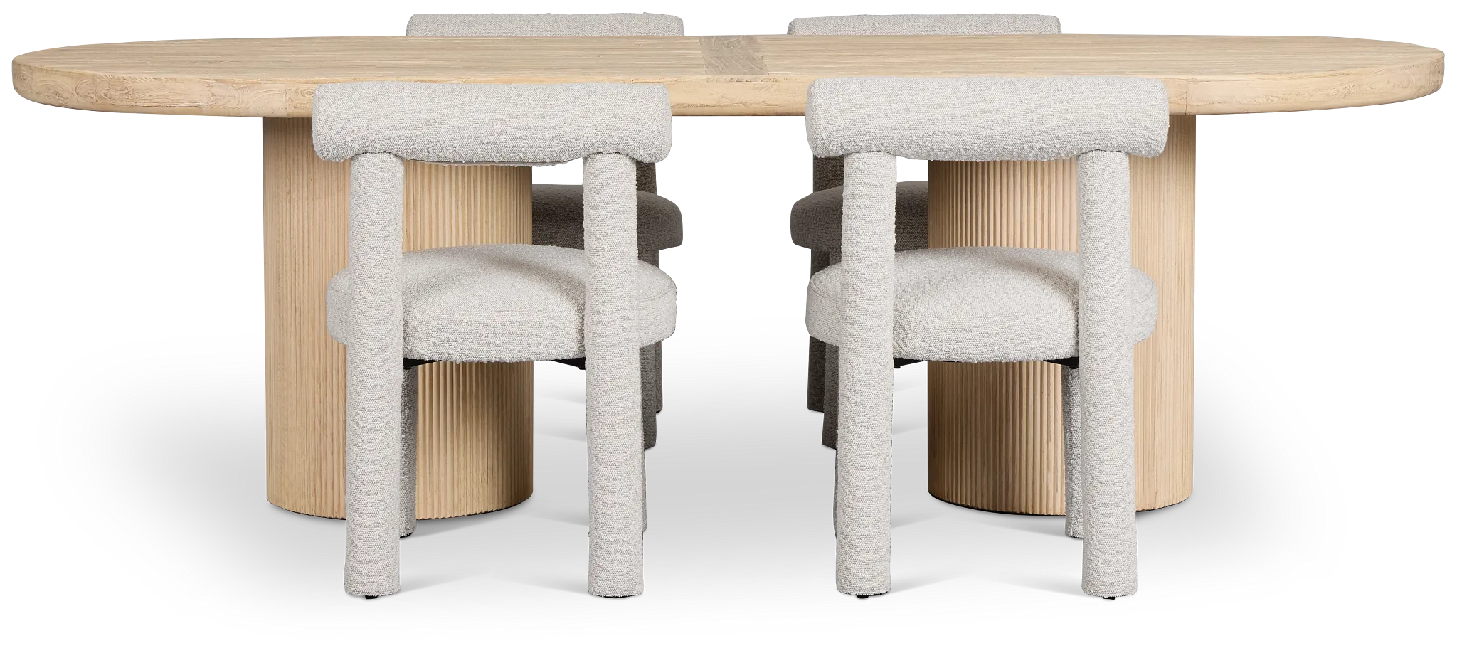 Clayton Light Tone Oval Table & 4 Upholstered Chairs