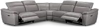 Marion Gray Lthr/vinyl Small Two-arm Power Reclining Sectional