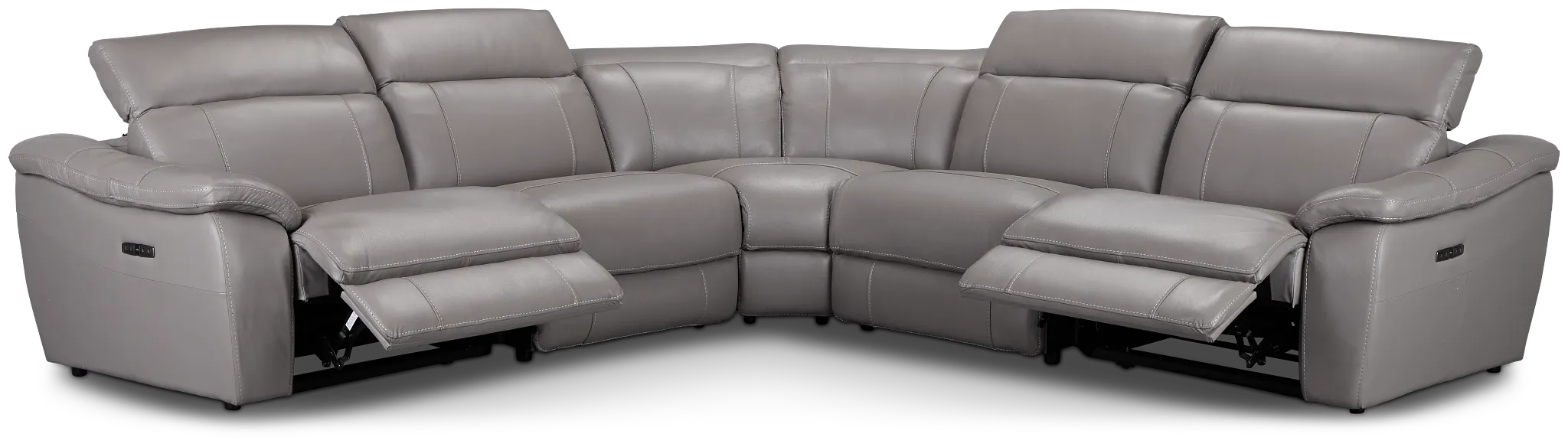Marion Gray Lthr/vinyl Small Two-arm Power Reclining Sectional