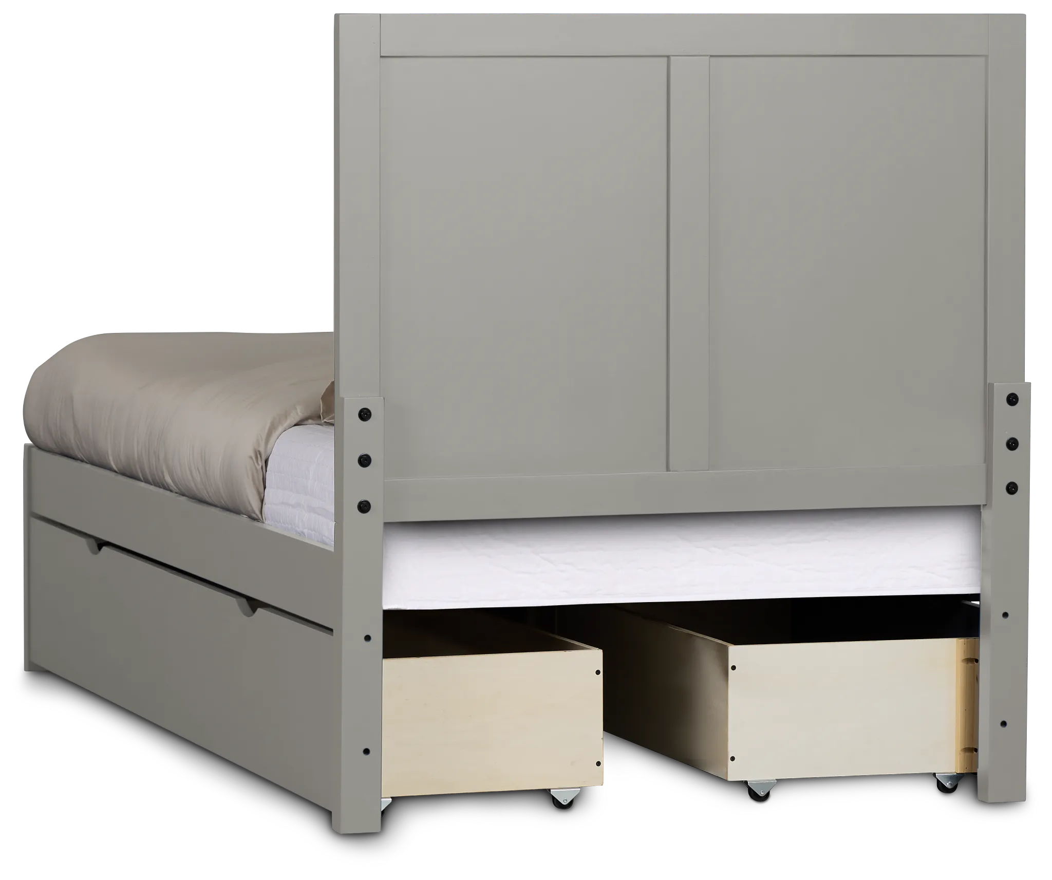 Charleston Gray Panel Bed With 4 Storage Drawers