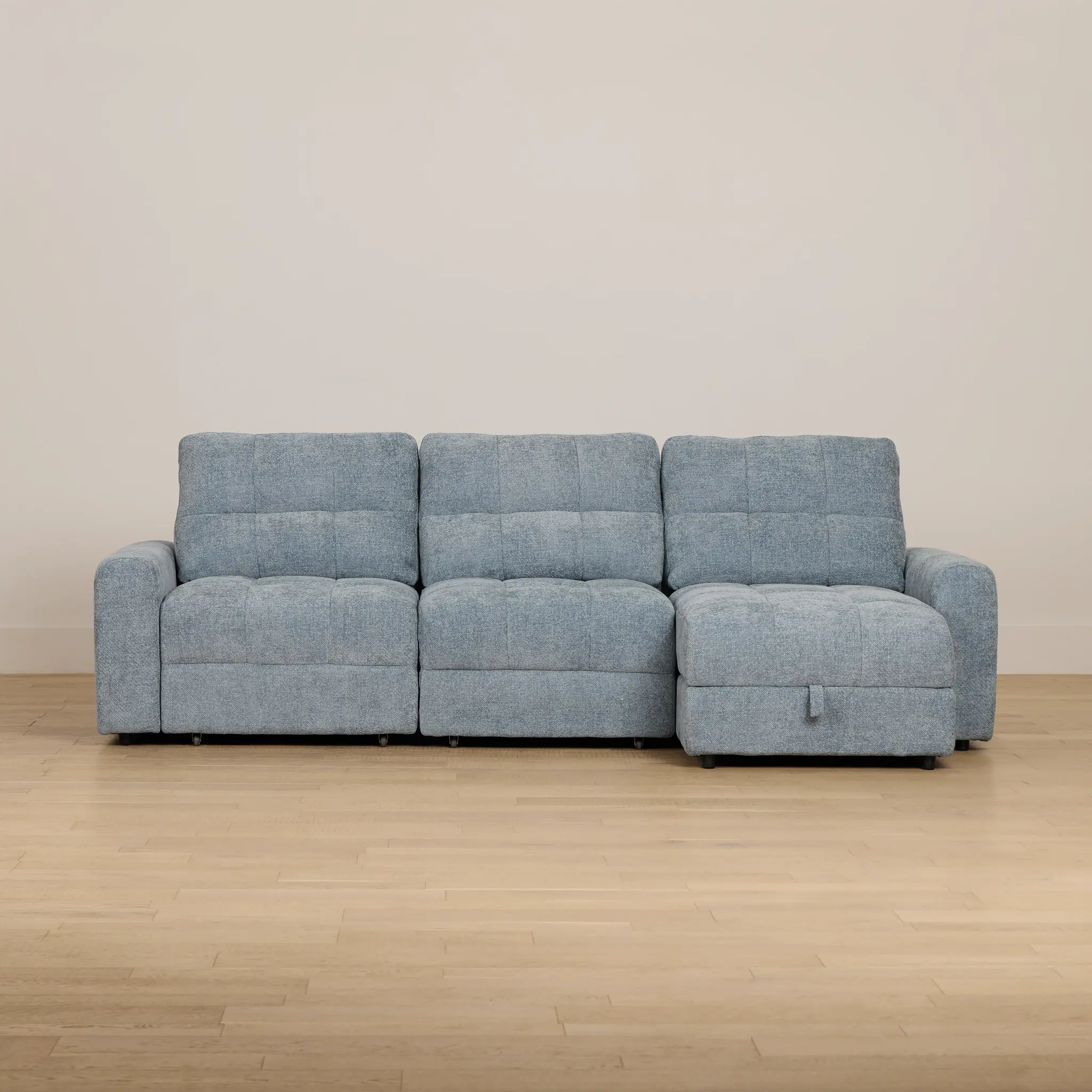 Hendrix Light Blue Fabric Right Dual Power Extension Chaise Sectional Hendrix Light Blue Fabric Right Dual Power Extension Chaise Sectional