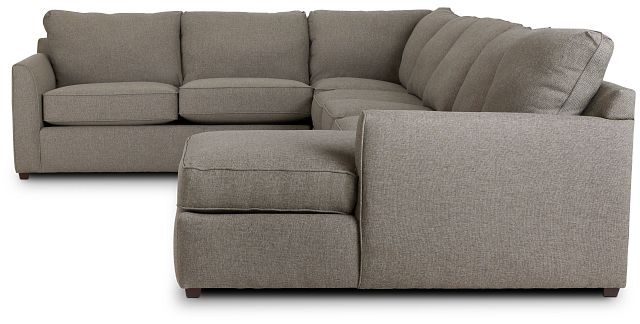Asheville Brown Fabric Large Right Chaise Sectional