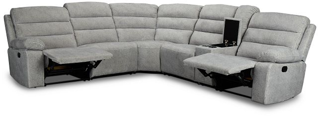 Orion Light Gray Fabric Medium Dual Manual 2-arm Sectional