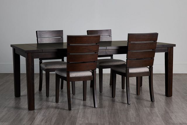 Sienna Dark Tone Rect Table & 4 Slat Chairs