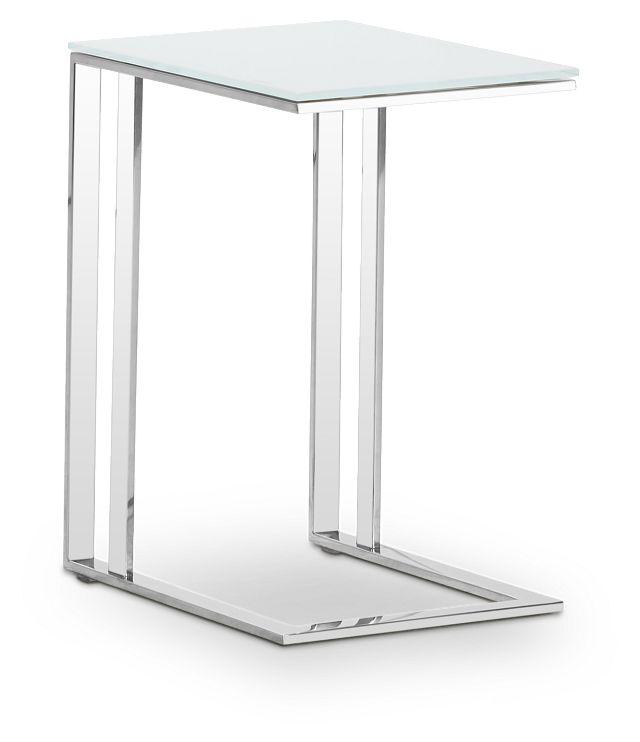 Arco White Glass Chairside Table