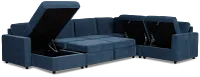 Addie Blue Fabric Medium Left Chaise Storage Sleeper Sectional