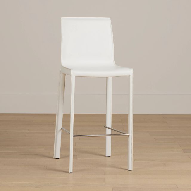 Lugo White 27" Upholstered Barstool