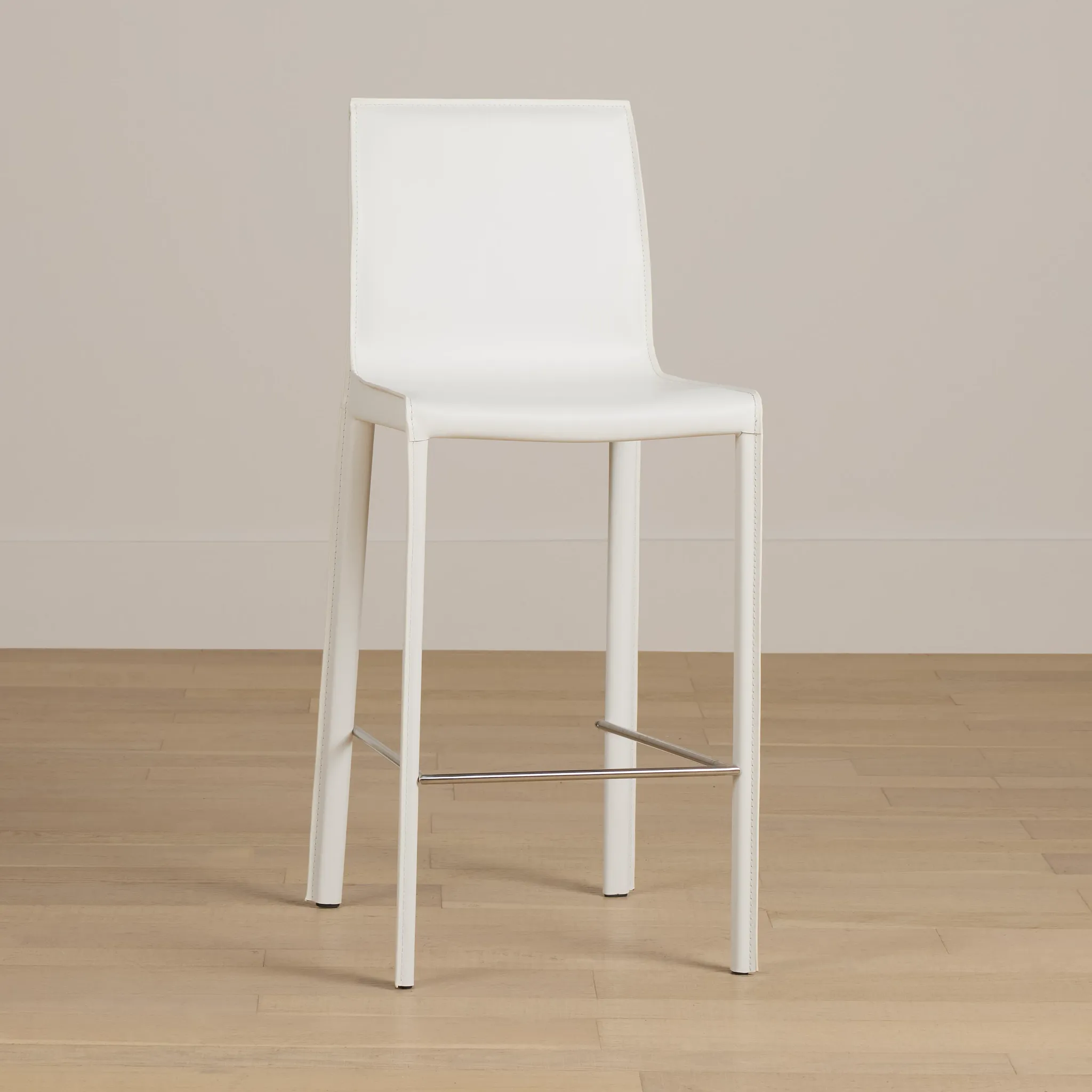 Lugo White 27" Upholstered Barstool