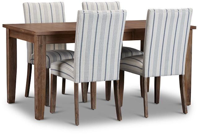 Woodstock Light Tone Rectangular Table & 4 Upholstered Chairs