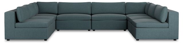 Destin Sutton Blue Fabric 8-piece Modular Sectional