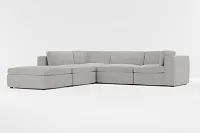 Destin Maguire Gray Fabric 5pc Bumper Sectional