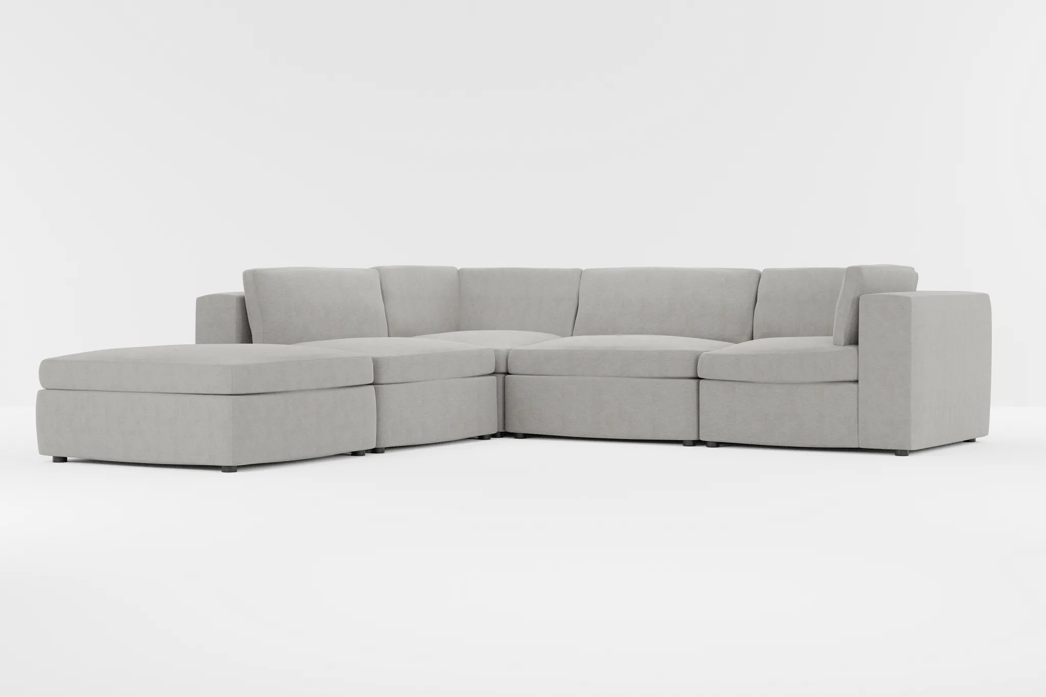 Destin Maguire Gray Fabric 5pc Bumper Sectional