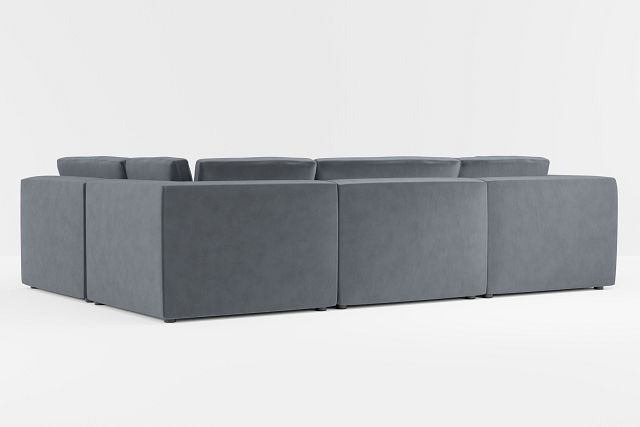 Destin Joya Gray Velvet 6-piece Pit Sectional