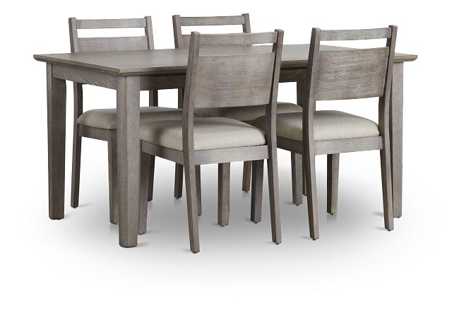 Rockville Light Tone Rect Table & 4 Upholstered Chairs