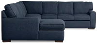 Sinclair Dark Blue Fabric Left Chaise Memory Foam Sleeper Sectional