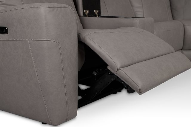Colton Light Gray Micro Large Dual Power Reclining Two-arm Sectional