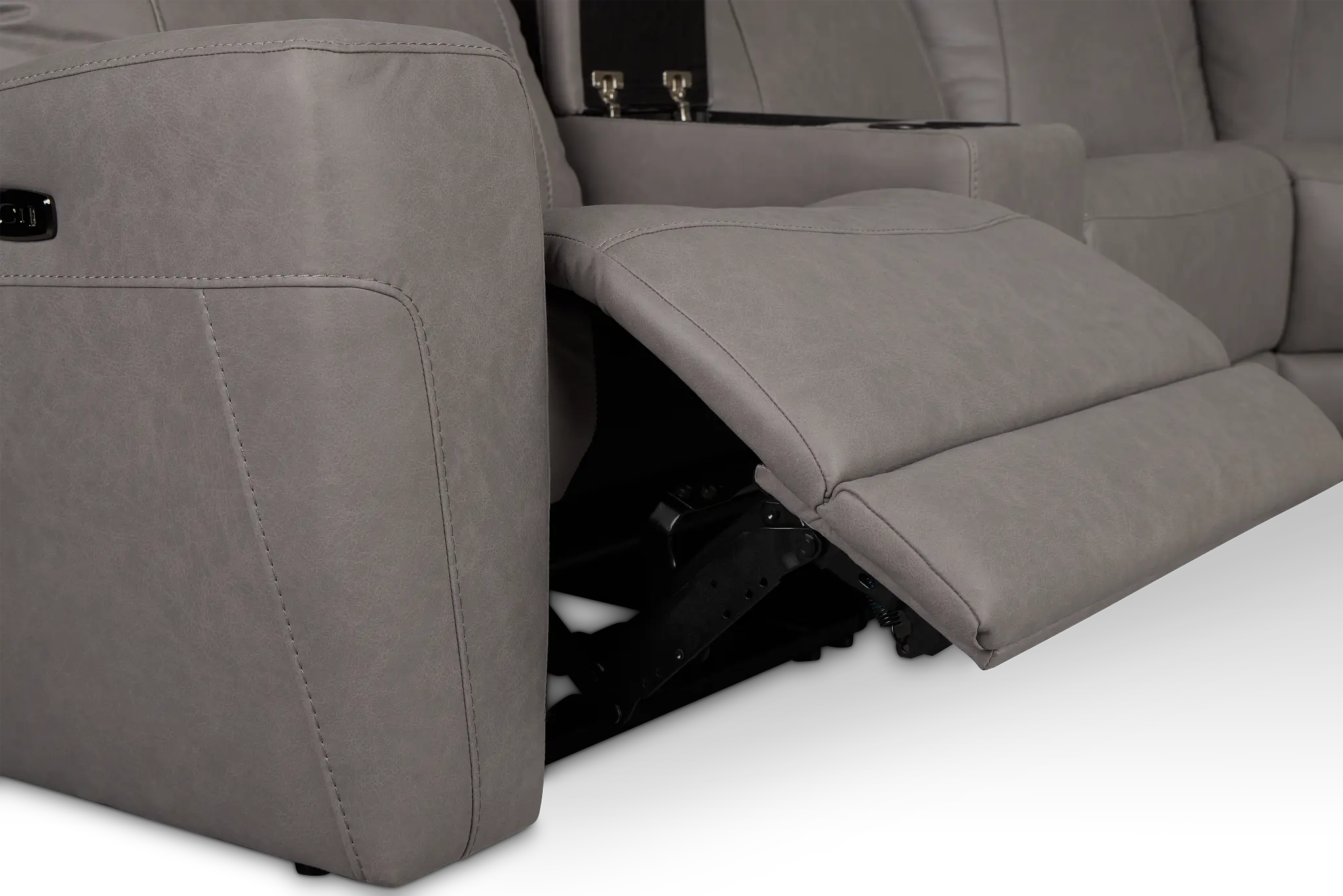 Colton Light Gray Micro Large Dual Power Reclining Two-arm Sectional Colton Light Gray Micro Large Dual Power Reclining Two-arm Sectional