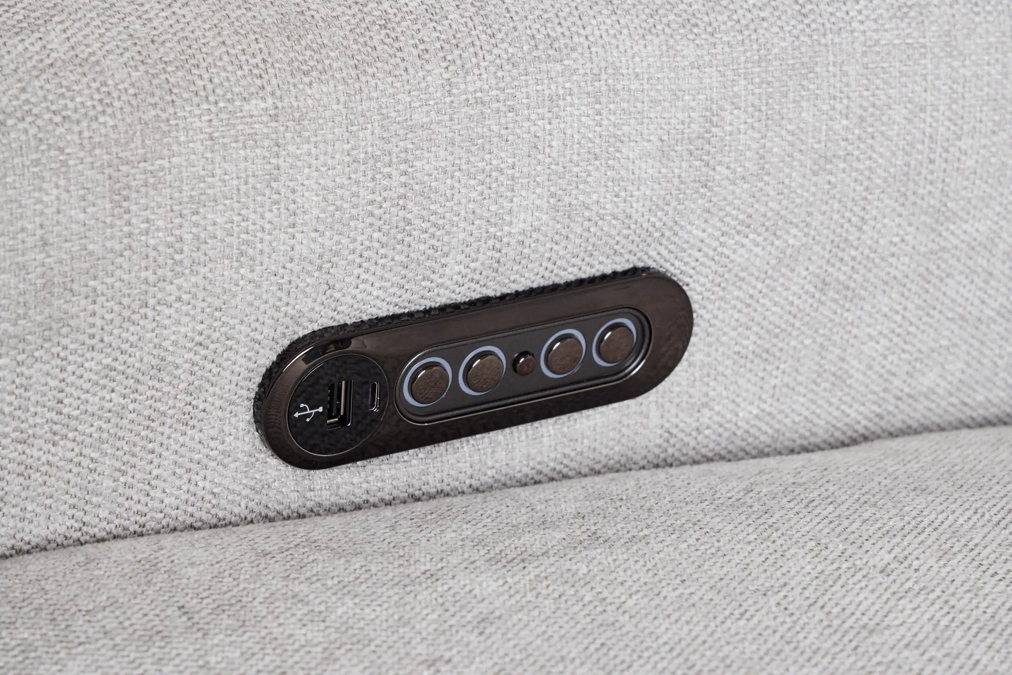 Callum Light Gray Fabric Medium Dual Power 2-arm Reclining Sectional Callum Light Gray Fabric Medium Dual Power 2-arm Reclining Sectional