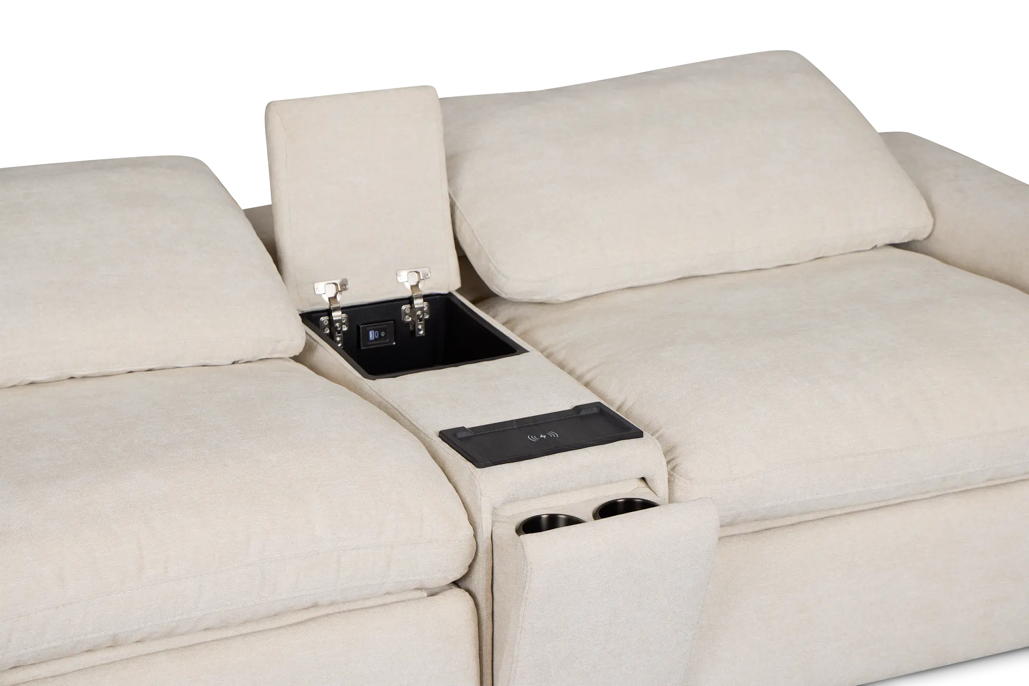 Drift Light Beige Fabric Power Reclining Console Loveseat Drift Light Beige Fabric Power Reclining Console Loveseat