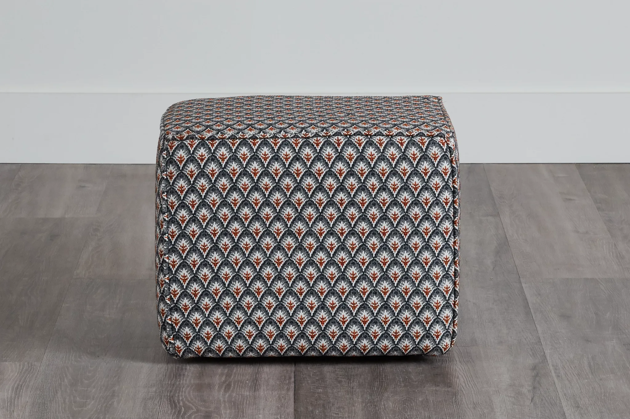 Morgan Orange Fabric Accent Pouf