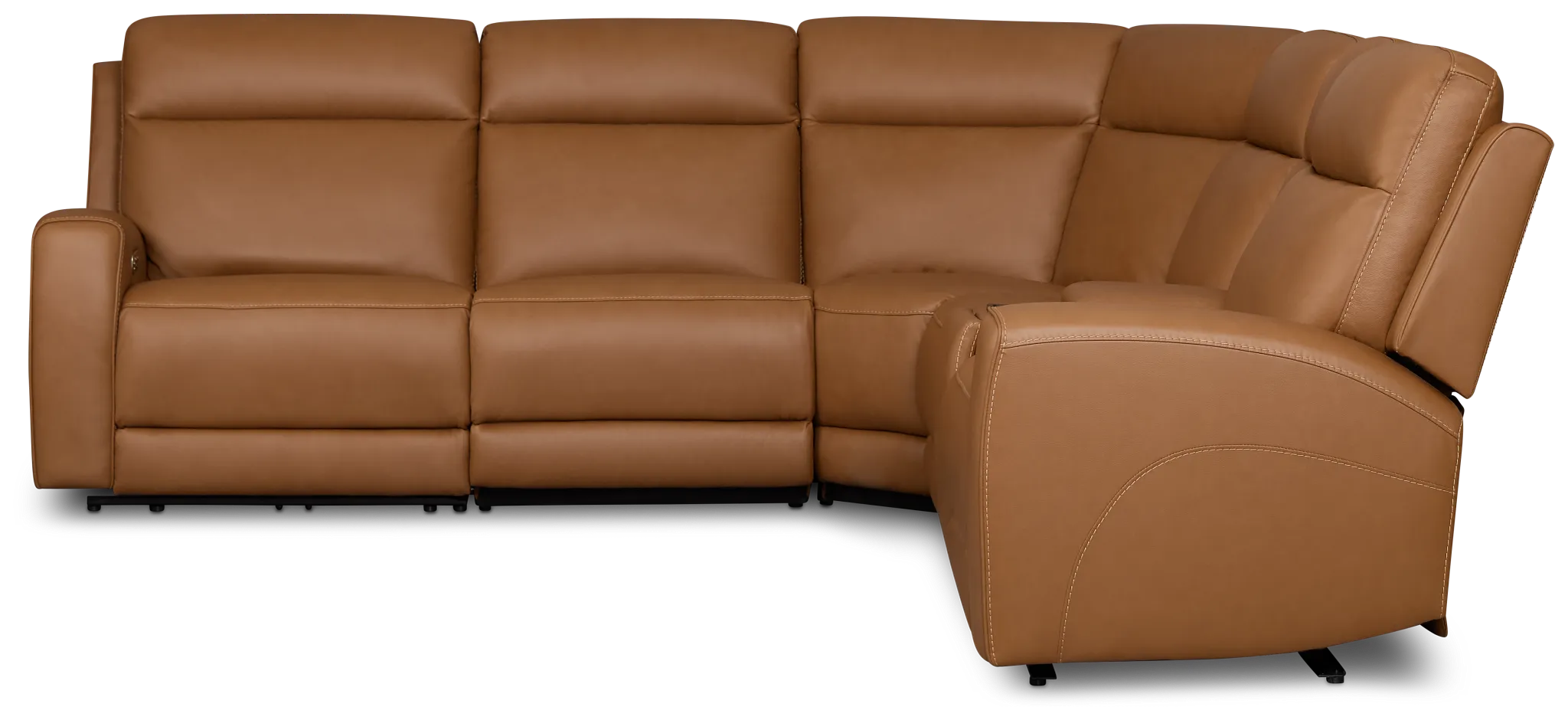 Flexsteel Belmont Medium Brown Lthr/vinyl Medium Dual Power 2-arm Reclining Sectional