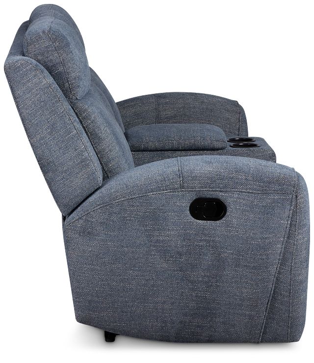 Walker Blue Fabric Power Reclining Console Loveseat W/ Power Headrest